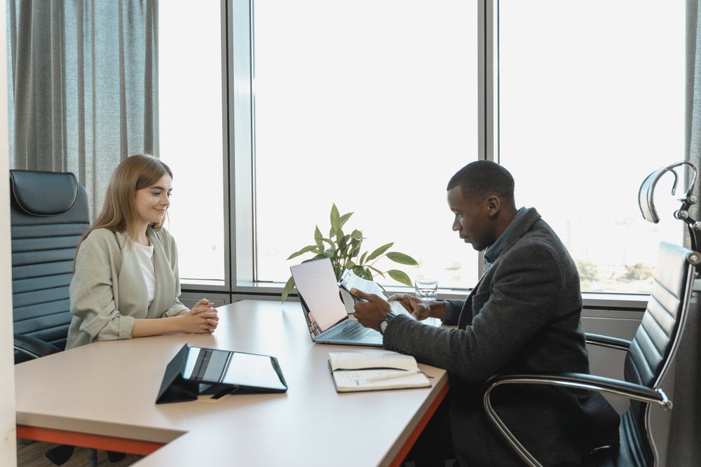 Home Recruitment consultant interviewing a candidate for a permanent role